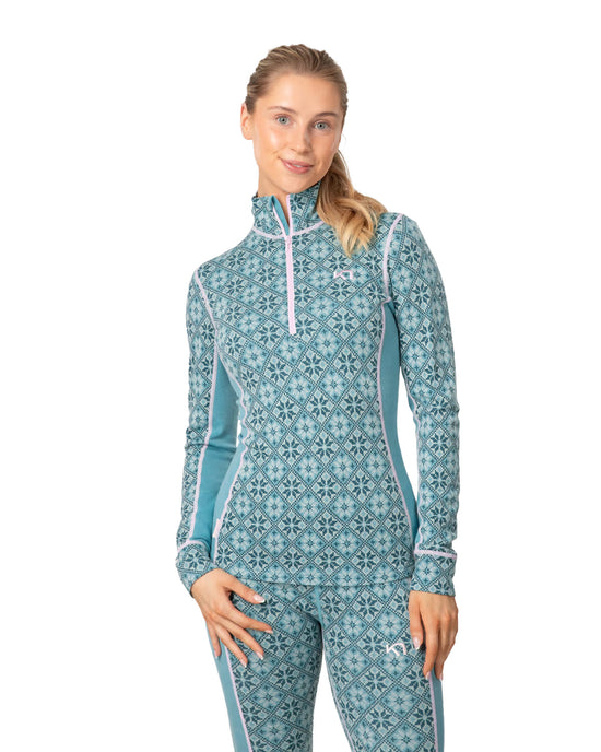 Women's Rose 1/2 Zip Base Layer Top - Blue