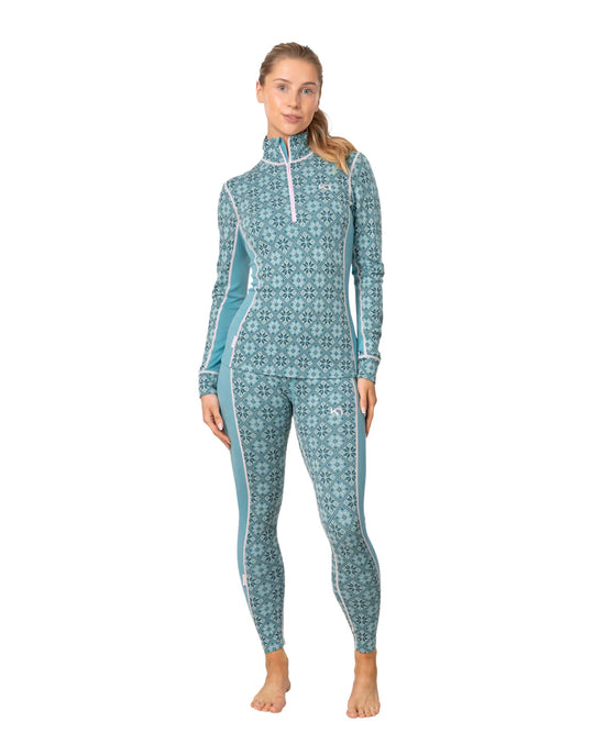 Women's Rose 1/2 Zip Base Layer Top - Blue