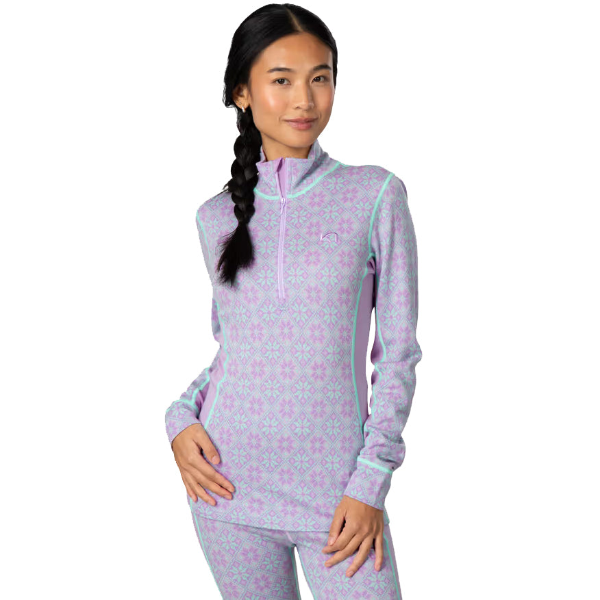 Women's Rose 1/2 Zip Base Layer Top - Pink / Purple
