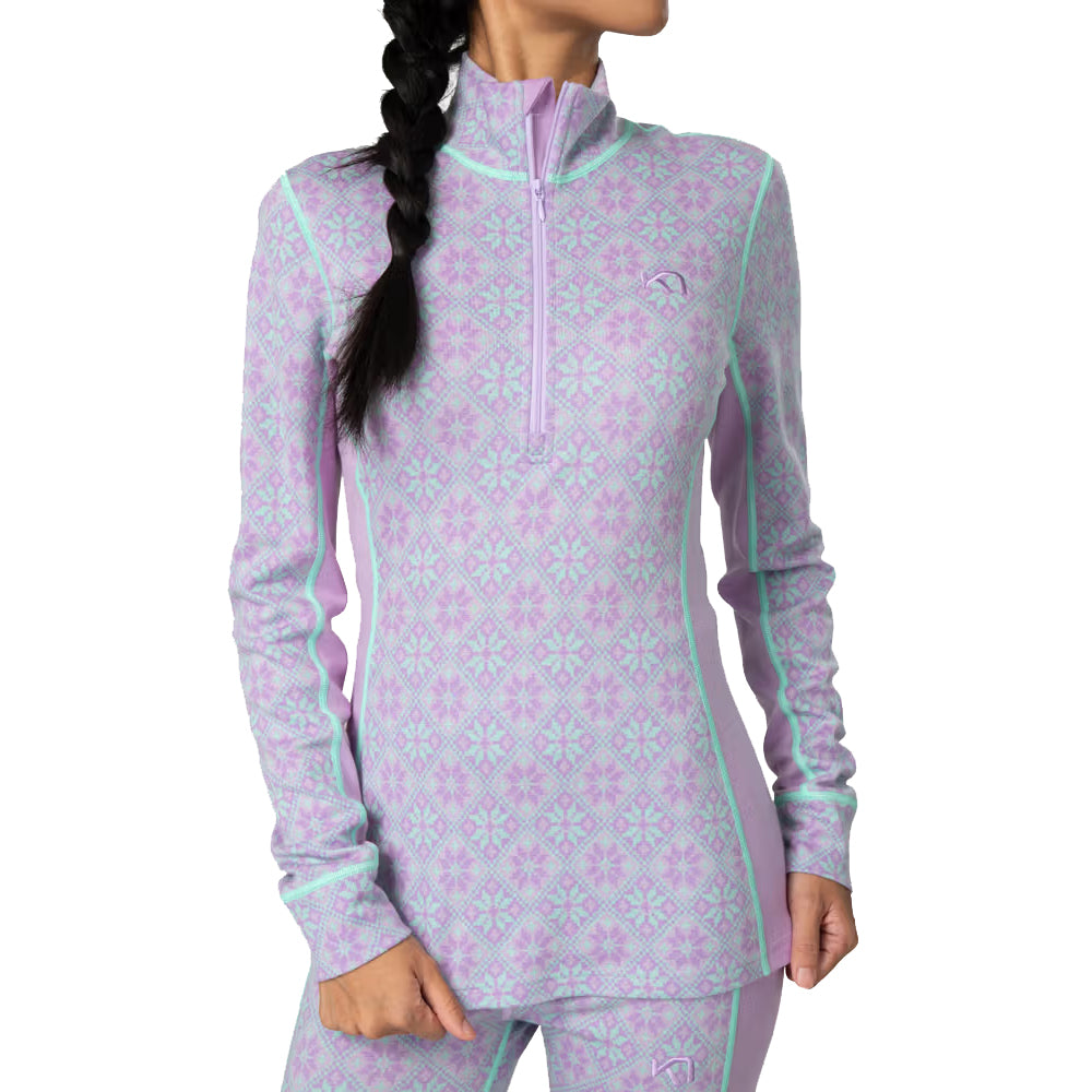 Women's Rose 1/2 Zip Base Layer Top - Pink / Purple