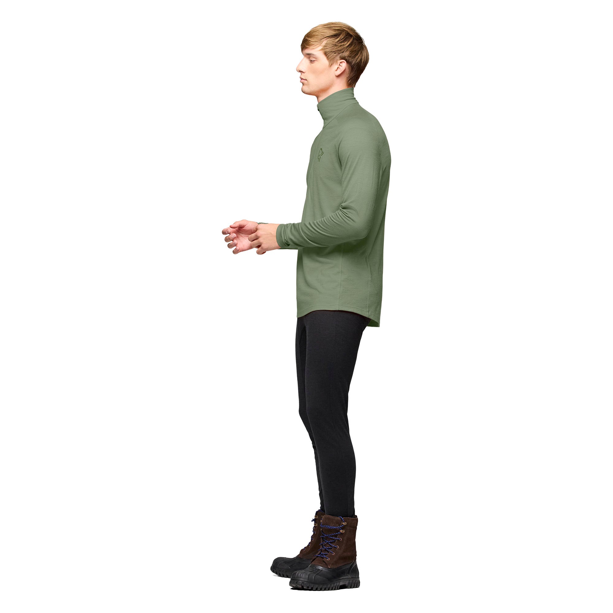 Men’s Femund PureUll Zip Neck Base Layer - Green