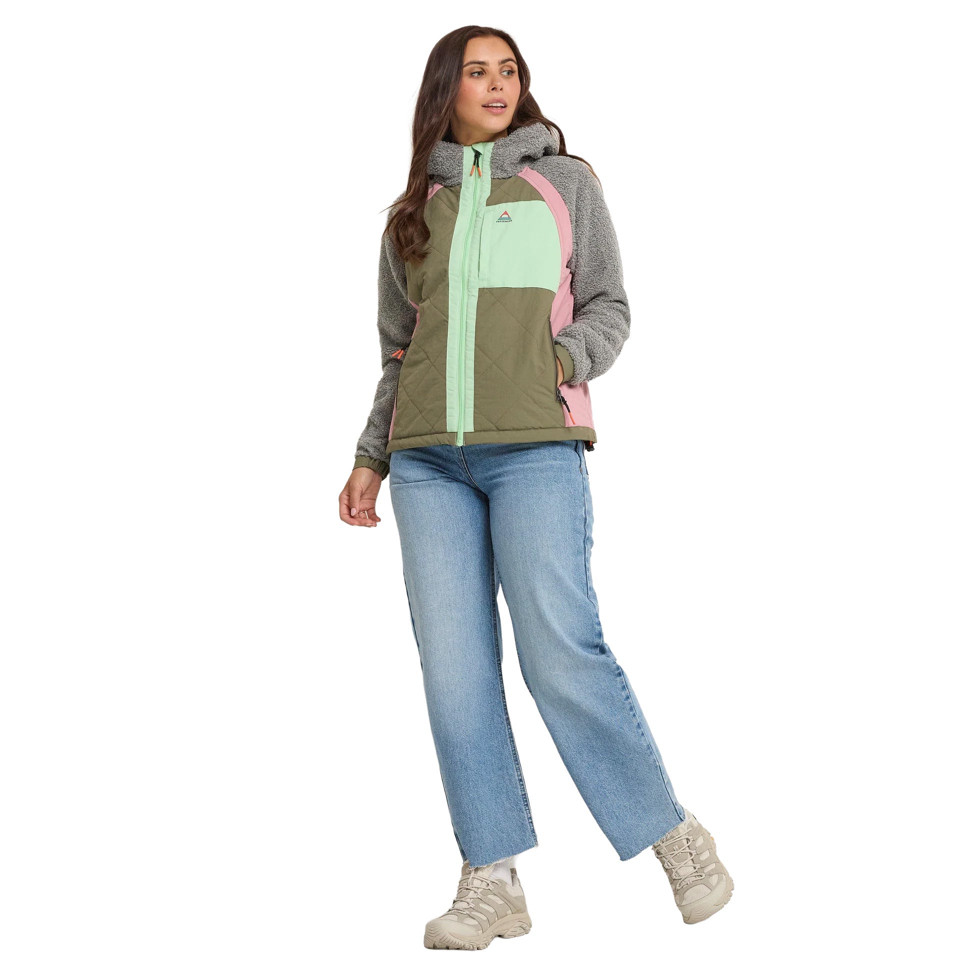 Women's Lara Quilted Jacket - Grey / Green