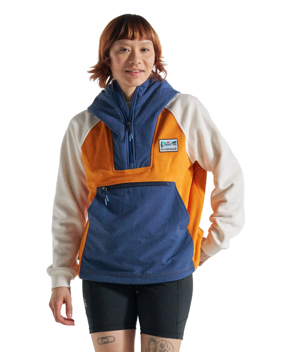 Women's Alexander 1/2 Zip Hooded Fleece - Orange / Blue