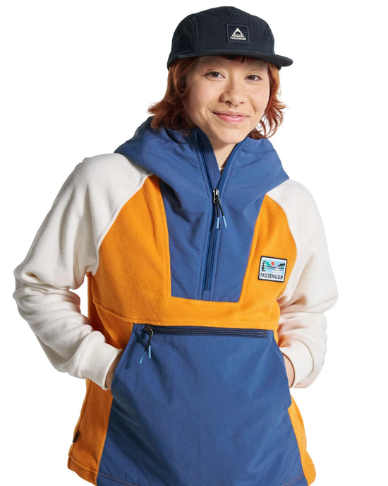 Women's Alexander 1/2 Zip Hooded Fleece - Orange / Blue