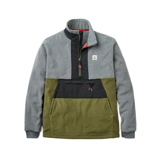 Men's Woodland Hoodless 1/2 Zip Fleece - Grey / Green