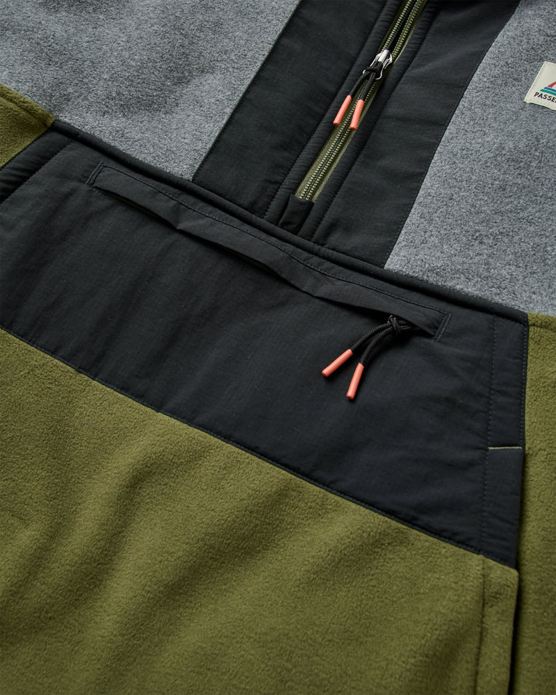 Men's Woodland Hoodless 1/2 Zip Fleece - Grey / Green