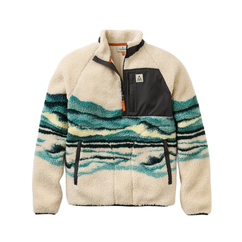Men's Offroad Sherpa 1/2 Zip Fleece - Cream / Blue