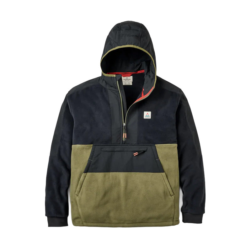 Men's Woodland 2.0 Hooded Polartec® 1/2 Zip Fleece - Black / Green