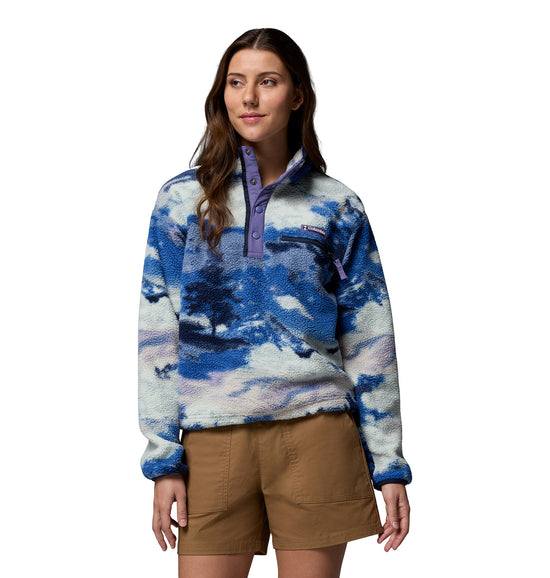 Women's Helvetia II Printed Cropped 1/2 Snap Fleece - Blue
