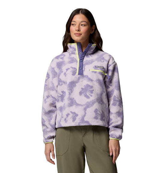 Women's Helvetia II Printed Cropped 1/2 Snap Fleece - Purple