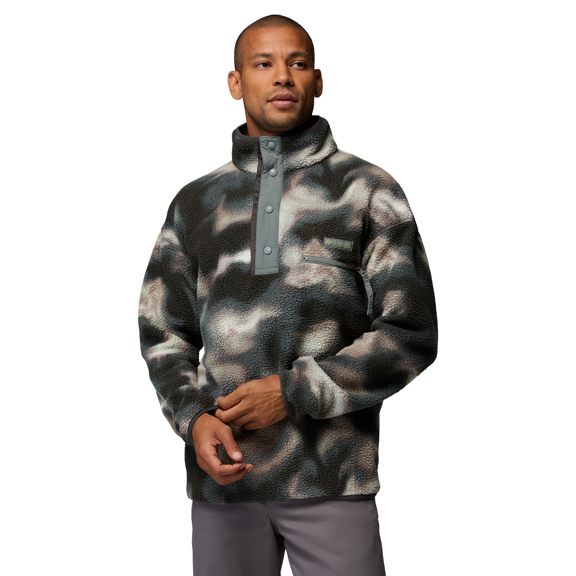 Men's Helvetia II Printed 1/2 Snap Fleece - Grey / Black