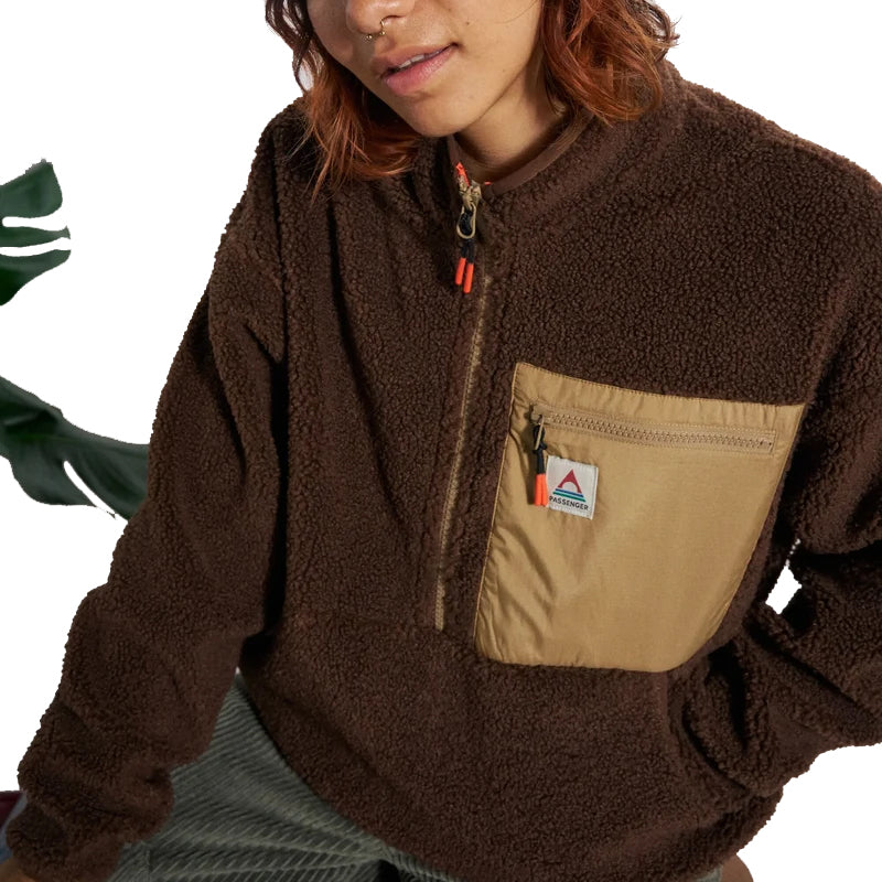 Women's Ravi Recycled 1/2 Zip Sherpa Fleece - Brown
