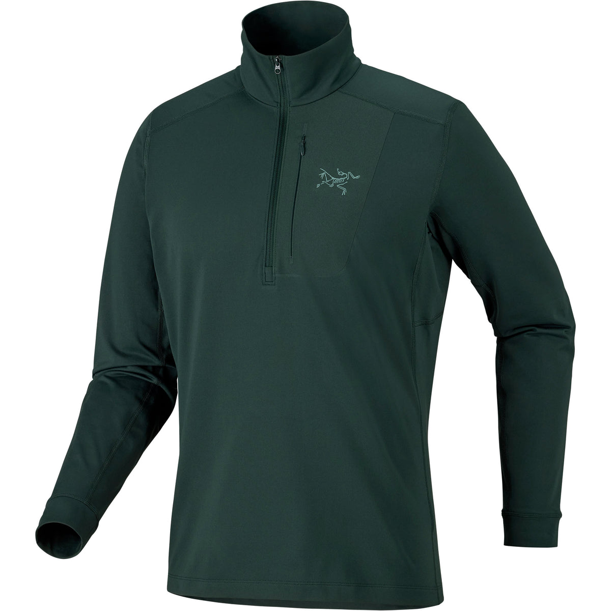 Men's Rho Lightweight Zip Neck Base Layer - Dark Jade