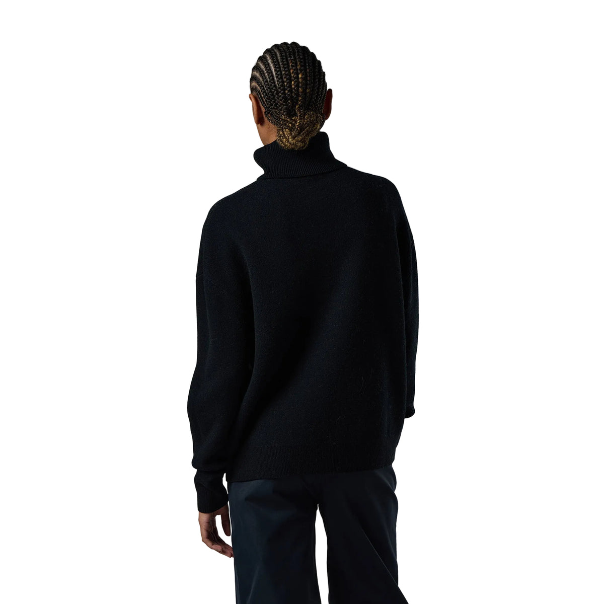 Women's Patterned Turtle Neck Sweater - Black