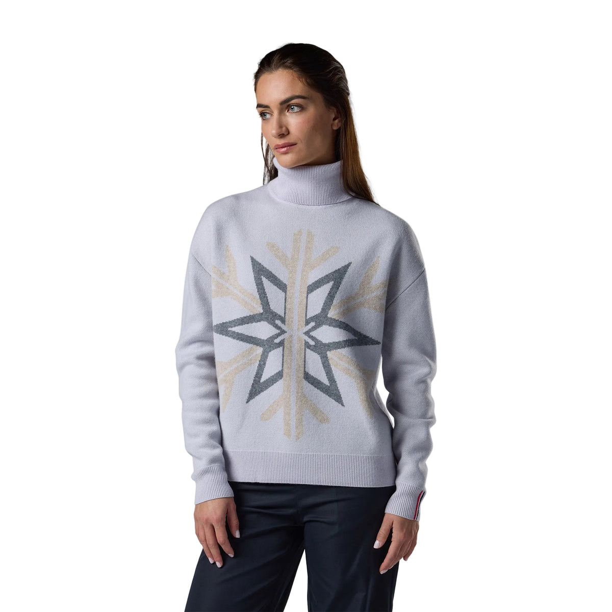 Women's Patterned Turtle Neck Sweater - Silver