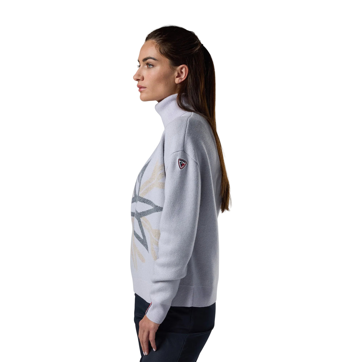 Women's Patterned Turtle Neck Sweater - Silver