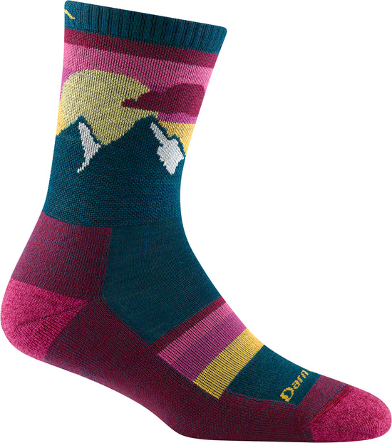 Women's Sunset Ledge Micro Crew Midweight Hiking Socks - Blue / Pink
