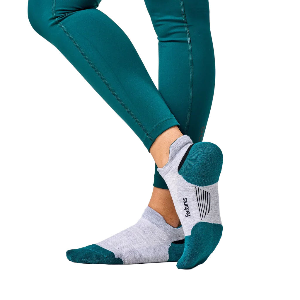 Unisex Elite Maximum Cushion No Show Tab Socks - Grey / Green