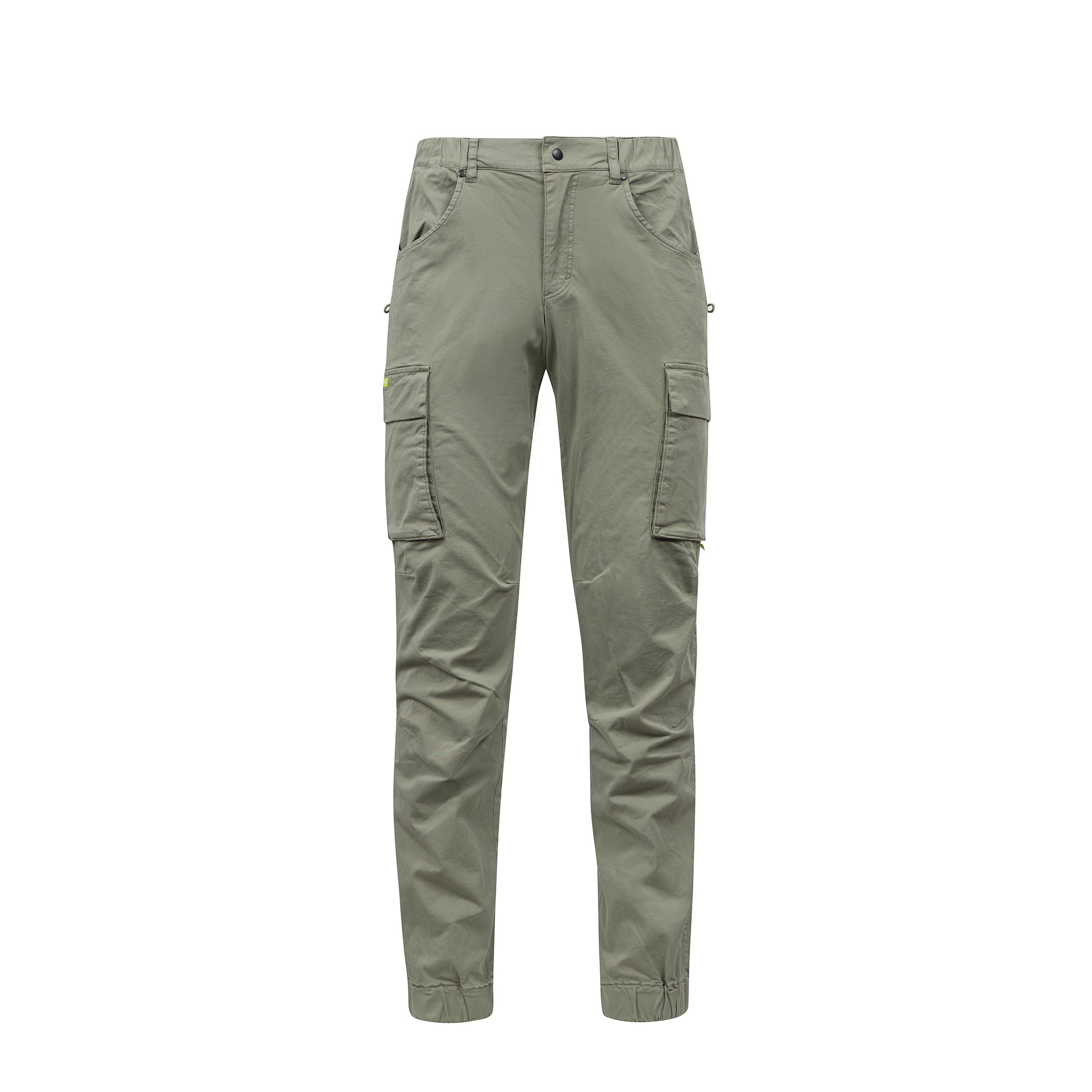 Green cargo pants on a white background