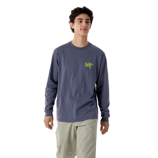 Men's Kragg SL Cotton Bird Tile Long-Sleeve Shirt - DK Stratus / Euphoria