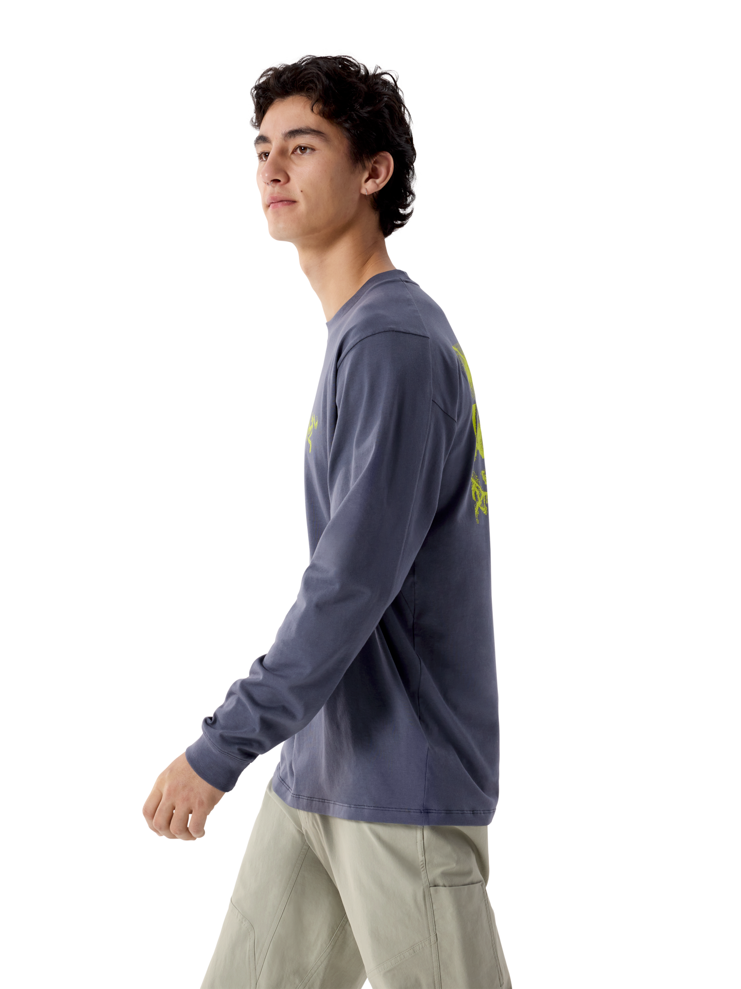 Men's Kragg SL Cotton Bird Tile Long-Sleeve Shirt - DK Stratus / Euphoria