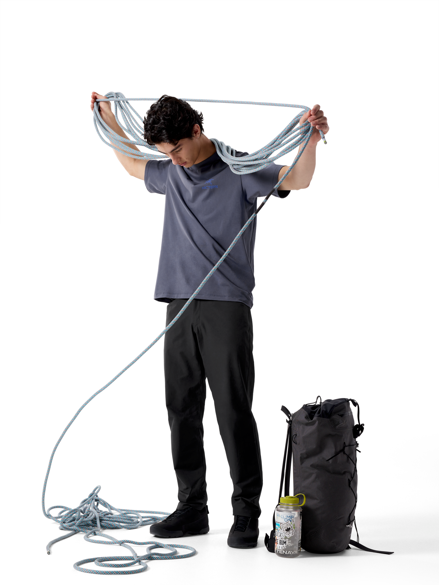 Men's Kragg SL Cotton Bird Word Short-Sleeve T-Shirt - DK Stratus / Fluidity