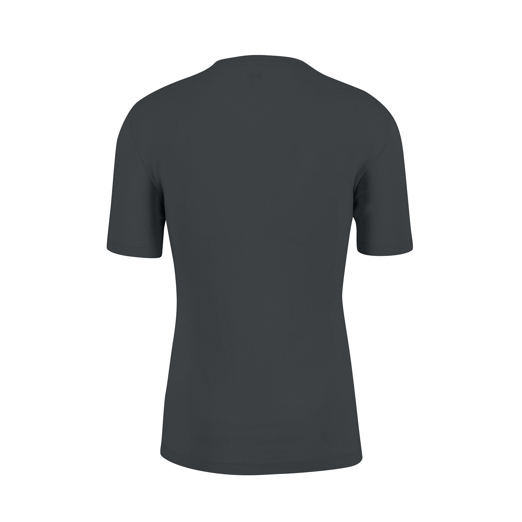 Back of a dark grey Karpos t-shirt on a white background.