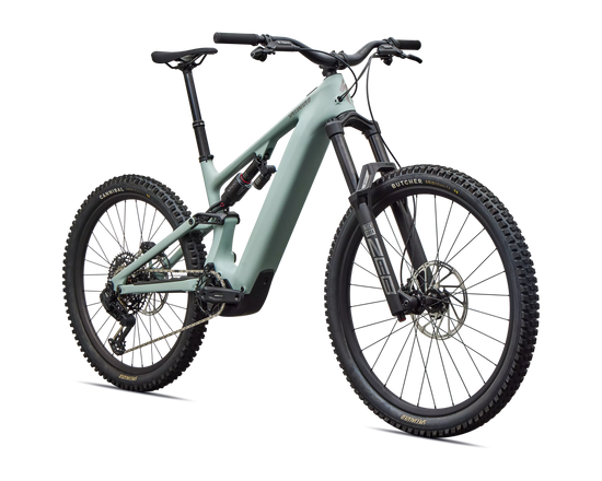 Green electric bike on a white background