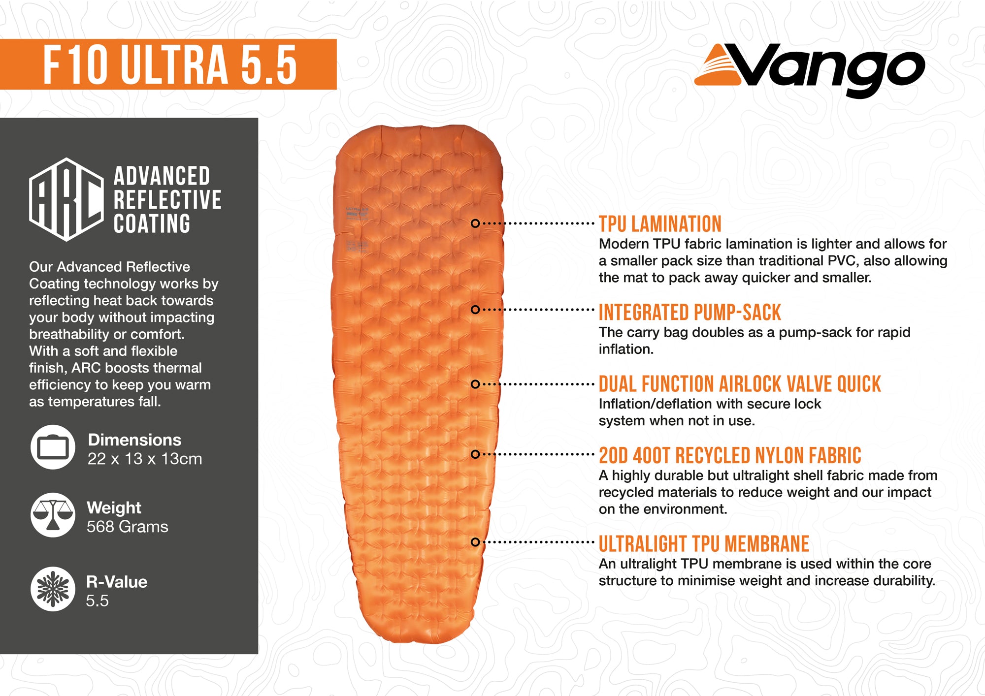 Force 10 Ultra 5.5 Sleeping Mat - Orange