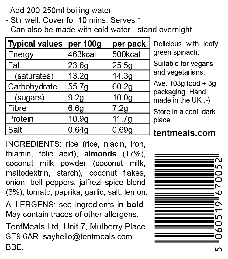 Almond Jalfrezi Main Meal - 500 kcal