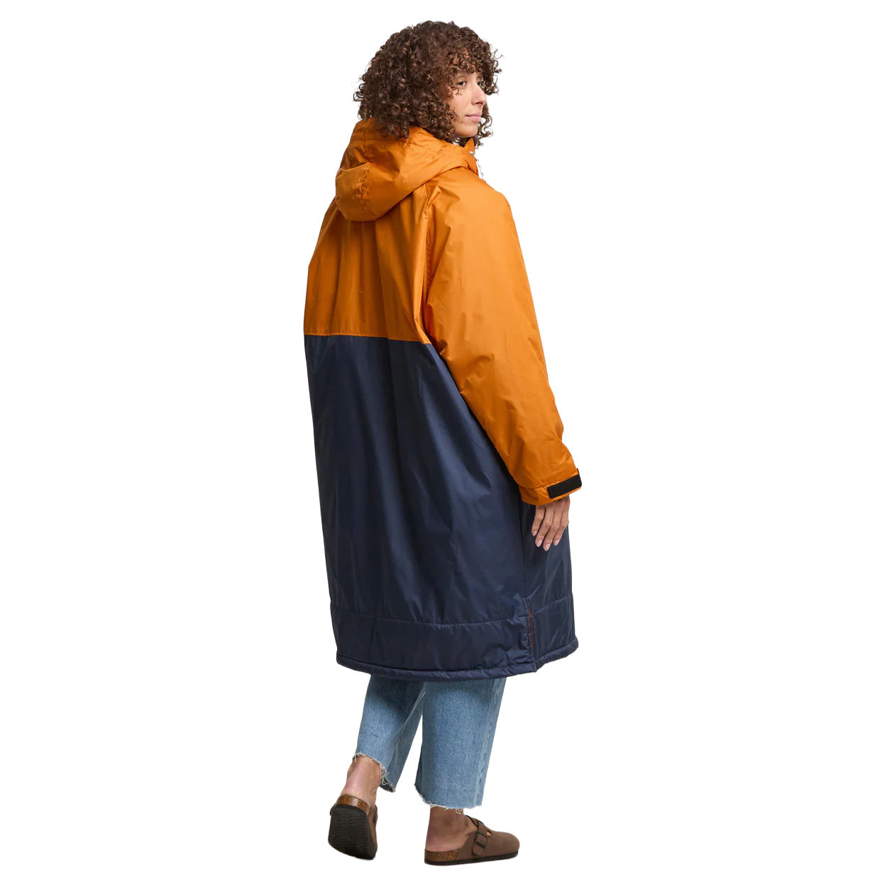 Unisex Waves Sherpa Lined Changing Robe - Orange/Blue