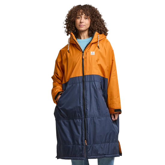 Unisex Waves Sherpa Lined Changing Robe - Orange/Blue