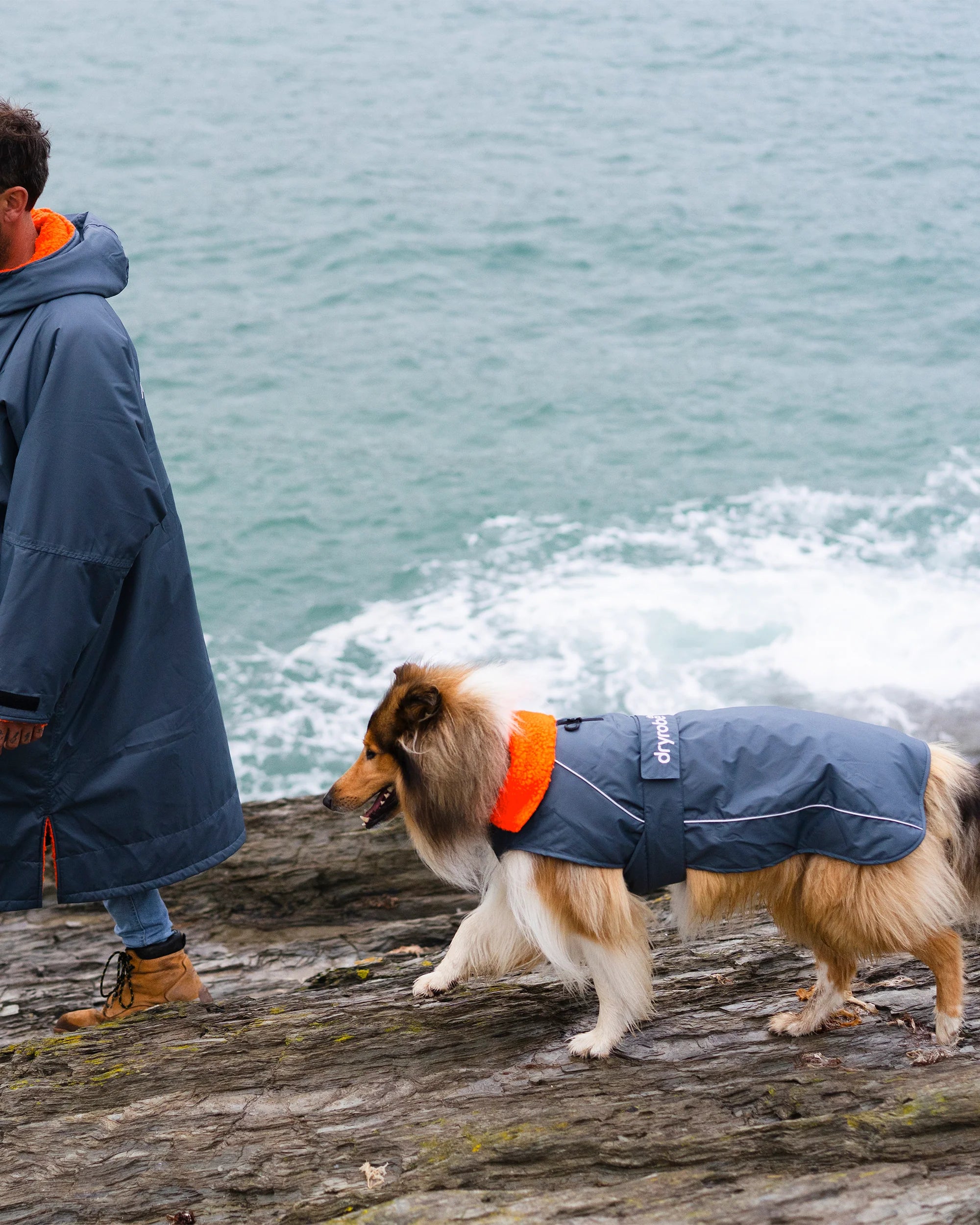 Dog Dryrobe Coat - Grey/Orange