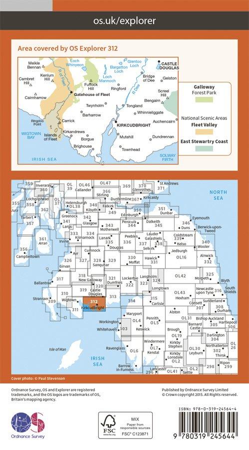 Explorer 312 1:25000 Kirkcudbright & Castle Douglas, Dumfries & Galloway