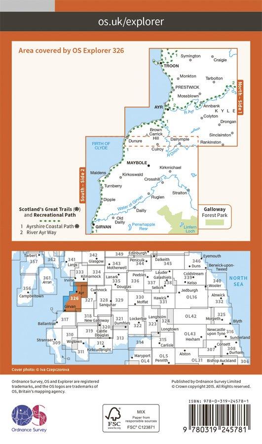Explorer 326 1:25000 Ayr & Troon, South Ayrshire