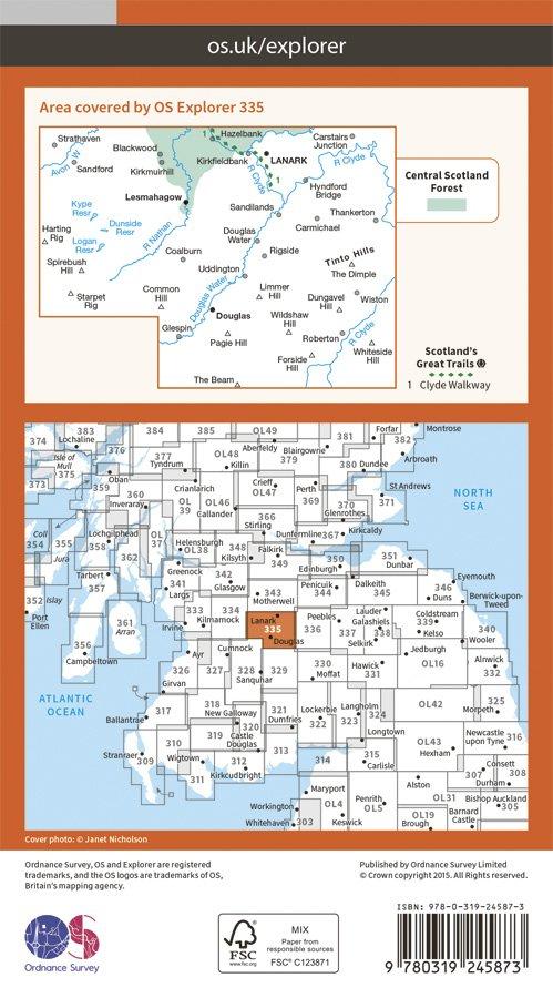 Explorer 335 1:25000 Lanark & Tinto Hills, South Lanarkshire