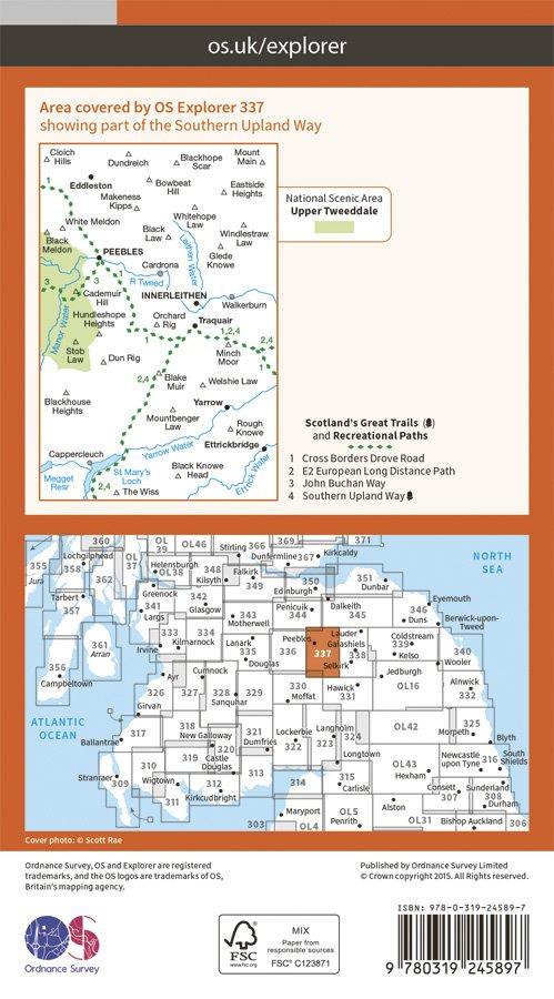 Explorer 337 1:25000 Peebles & Interleithen, Scottish Borders