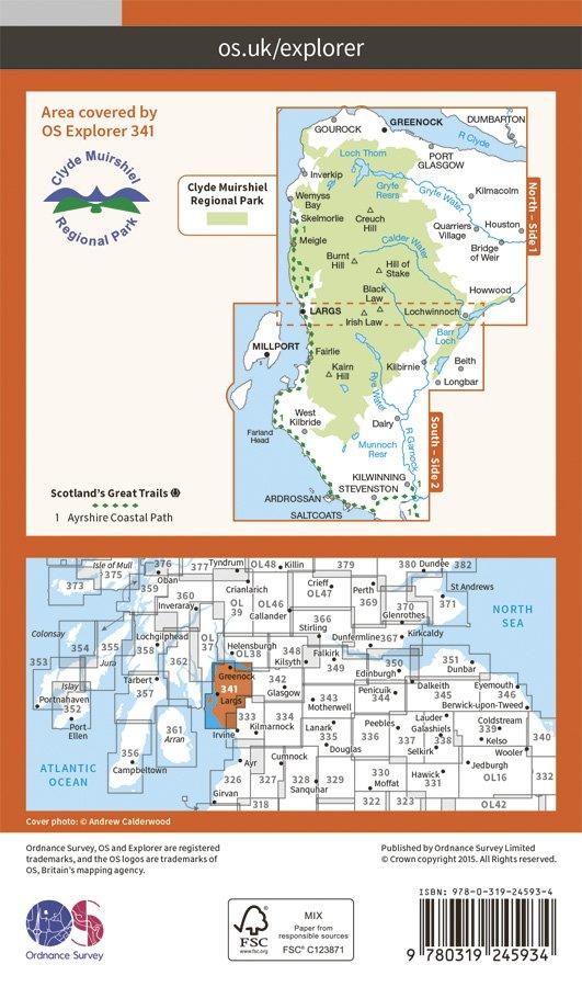 Explorer 341 1:25000 Greenock, Largs & Millport, Inverclyde