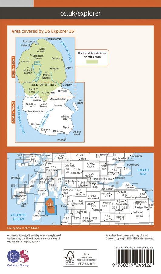 Explorer 361 1:25000 Isle of Arran, North Ayrshire