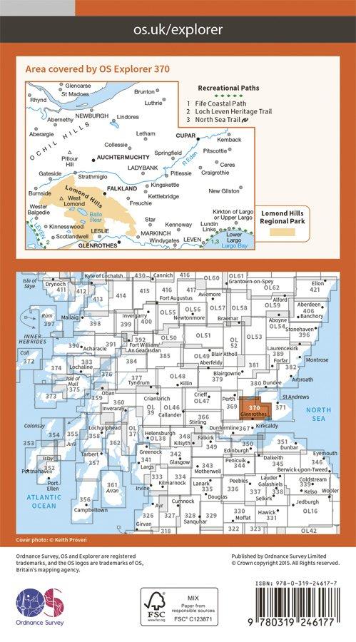 Explorer 370 1:25000 Glenrothes North, Falkland & Lomond Hills