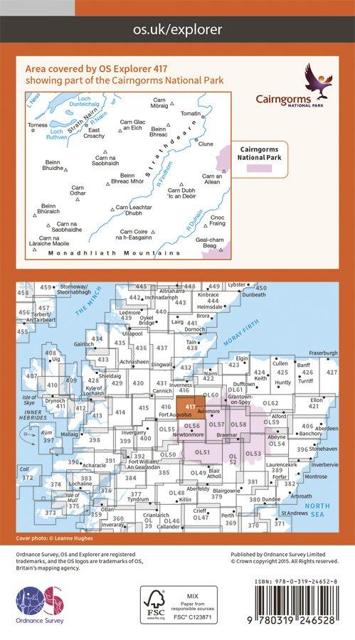 Explorer 417 1:25000 Monadhliath Mountains North & Strathdearn