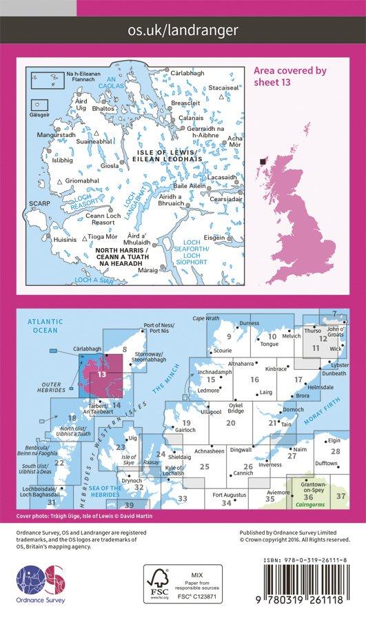 Landranger 13 1:50000 West Lewis & North Harris