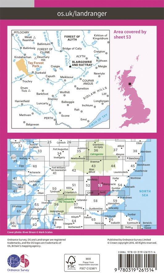 Landranger 53 1:50000 Blairgowrie & Forest of Alyth