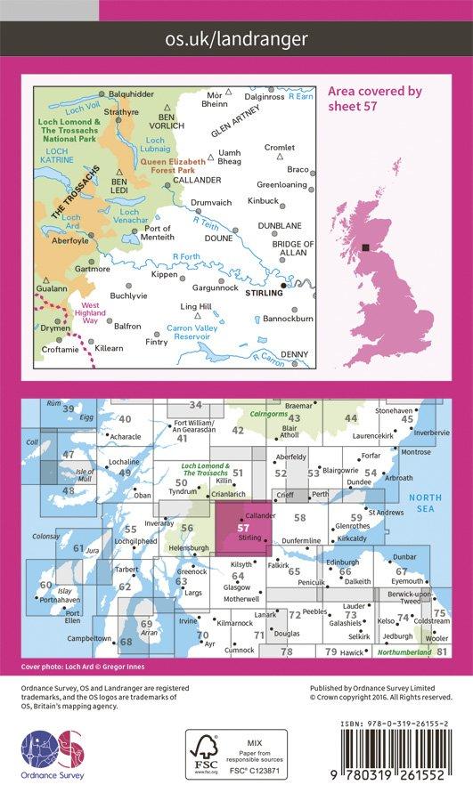 Landranger 57 1:50000 Stirling & The Trossachs