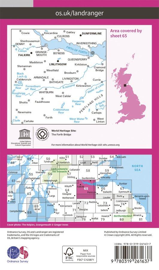 Landranger 65 1:50000 Falkirk & Linlithgow