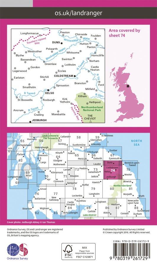Landranger 74 1:50000 Kelso & Coldstream