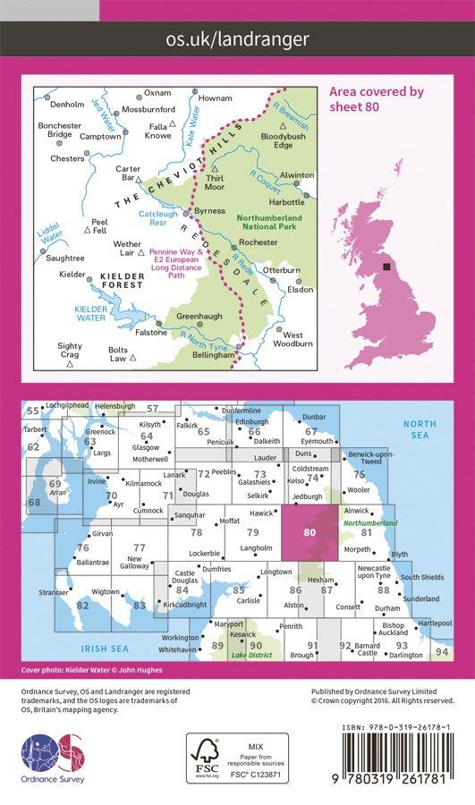 Landranger 80 1:50000 Cheviot Hills & Kielder Water