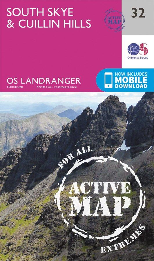 Landranger Active Laminate 32 1:50 000 South Skye & Cuillin Hills