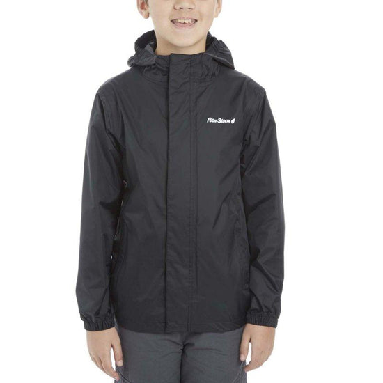 Kids Packable Waterproof Jacket - Black