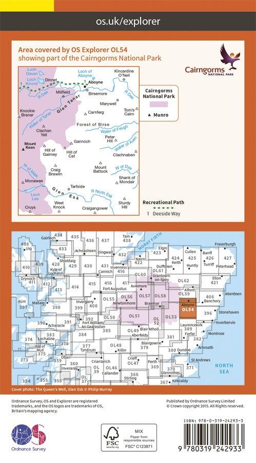 Explorer OL54 Glen Esk & Glen Tanar Map